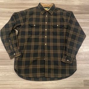 Wore once Cabelas plaid shirt. Olive green and black paid.